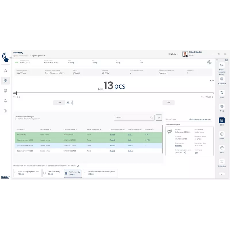 Balance d‘inventaire KERN CKE-Inventory | Interbalances