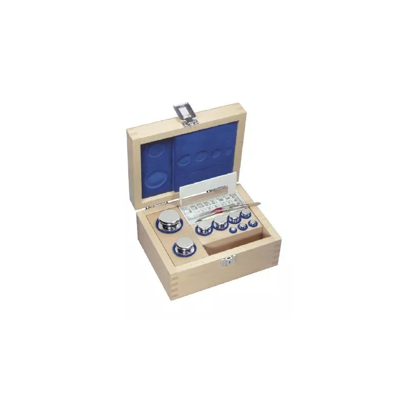 OIML E1 (304) Sets of weights - knob shape, polished stainless steel, Wooden box | Interbalances