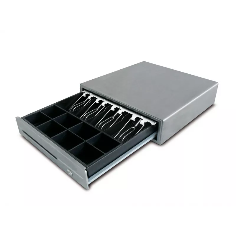 Compact cash drawer in stainless steel 410x420 mm - CDR-R41S | Interbalances