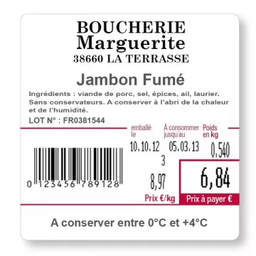 ROUGE - Etiquettes adhésives 58x60x40mm - Pré-imprimées en couleur | Interbalances