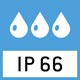 Protection IP 66 selon DIN EN 60529: Étanche à la poussière. Protection contre les jets d'eau.